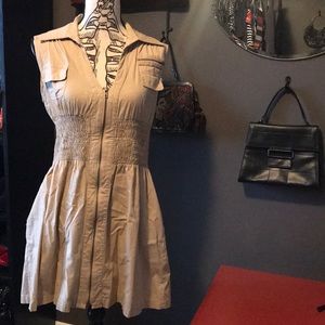 Safari Khaki Utility Zip Front Dress